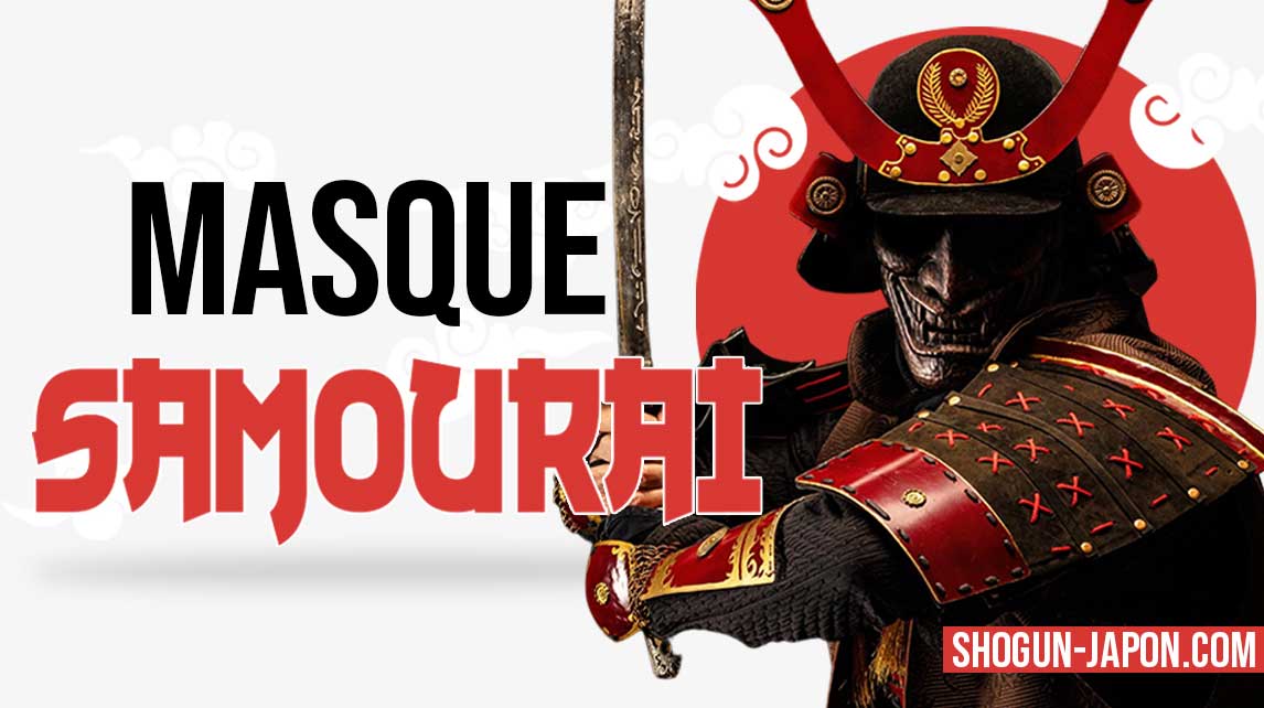 masque samourai du guerrier japonais avec un katana et une armure
