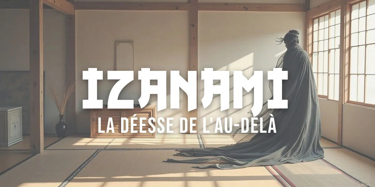 Izanami, déesse japonaise de la mort, représentée dans un style de peinture traditionnelle sumi-e