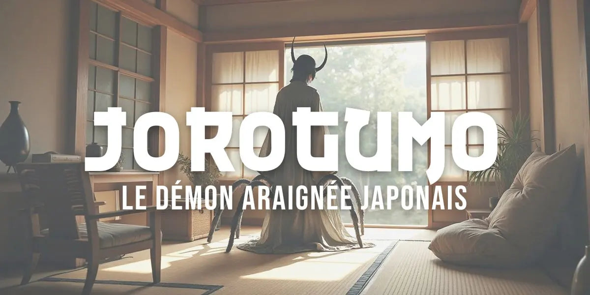 Peinture traditionnelle ukiyo-e du Jorogumo, démone araignée légendaire du folklore japonais.