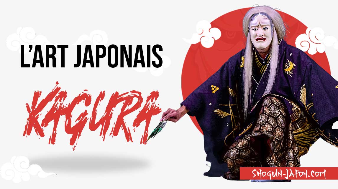 kagura est un art japonais théâtre avec un homme portant un masque