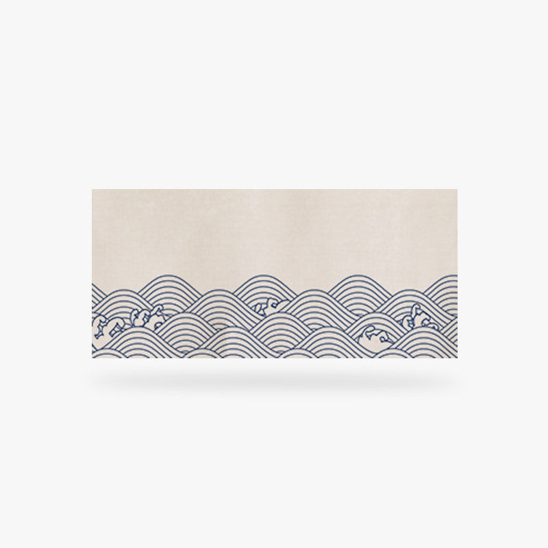 CE noren japonais blanc est un rideau japonais avec des formes de vagues japonaises