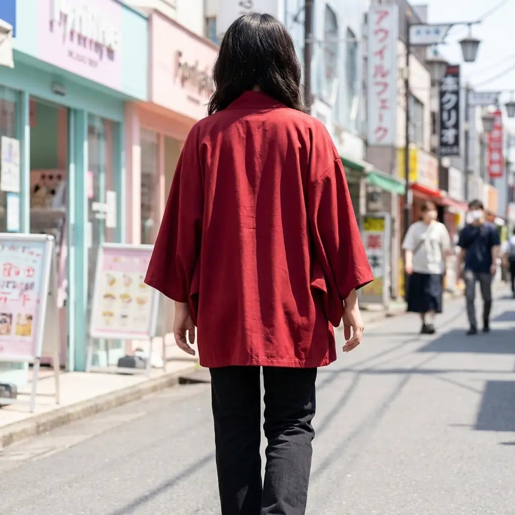 Cardigan Kimono Rouge vue arrière