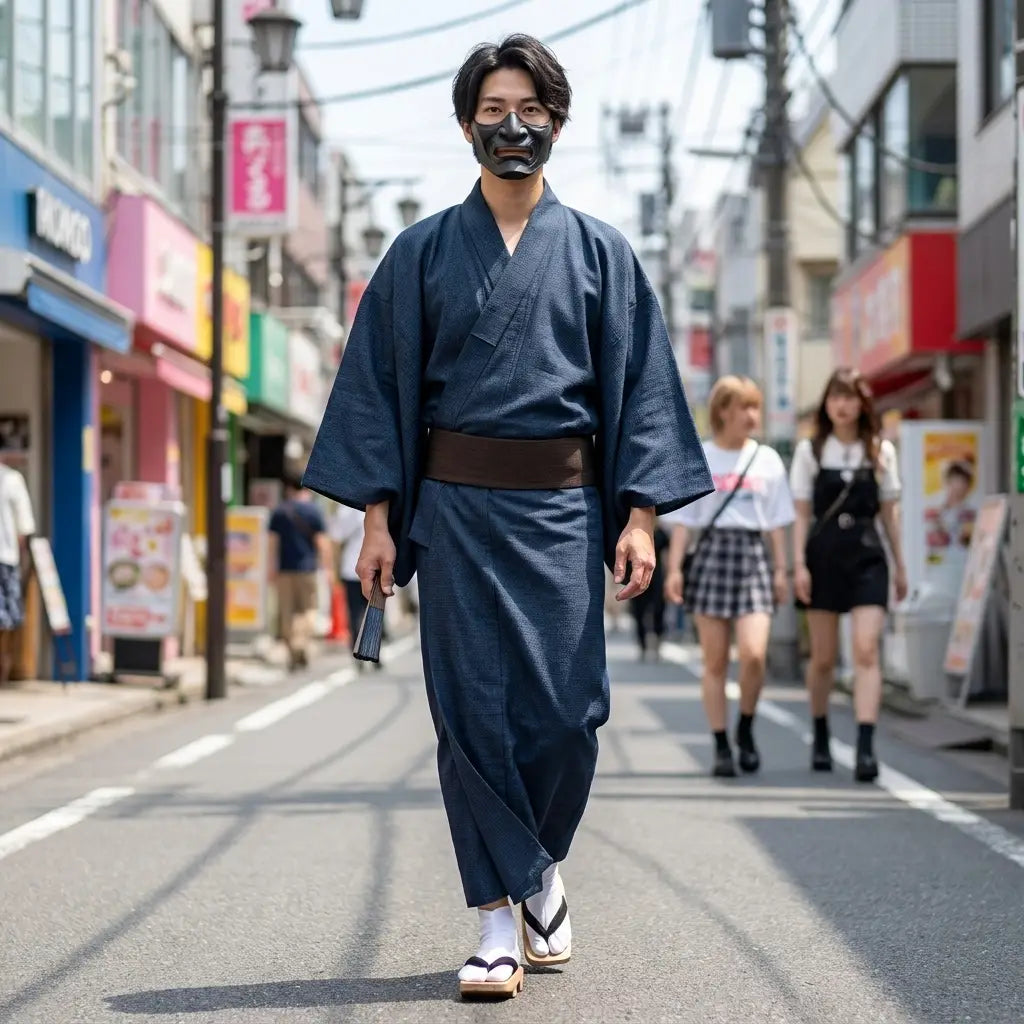 Ceinture obi assortie à un kimono homme