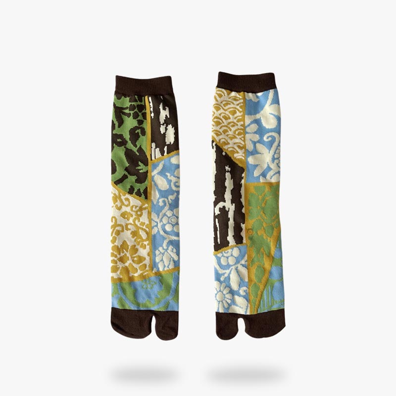 Chaussettes tabi japonaises à orteil séparé avec motifs wagara traditionnels