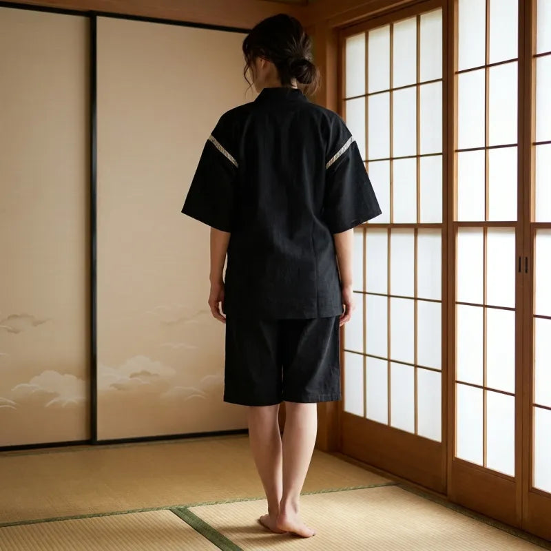 Ensemble jinbei homme motif rayures traditionnelles