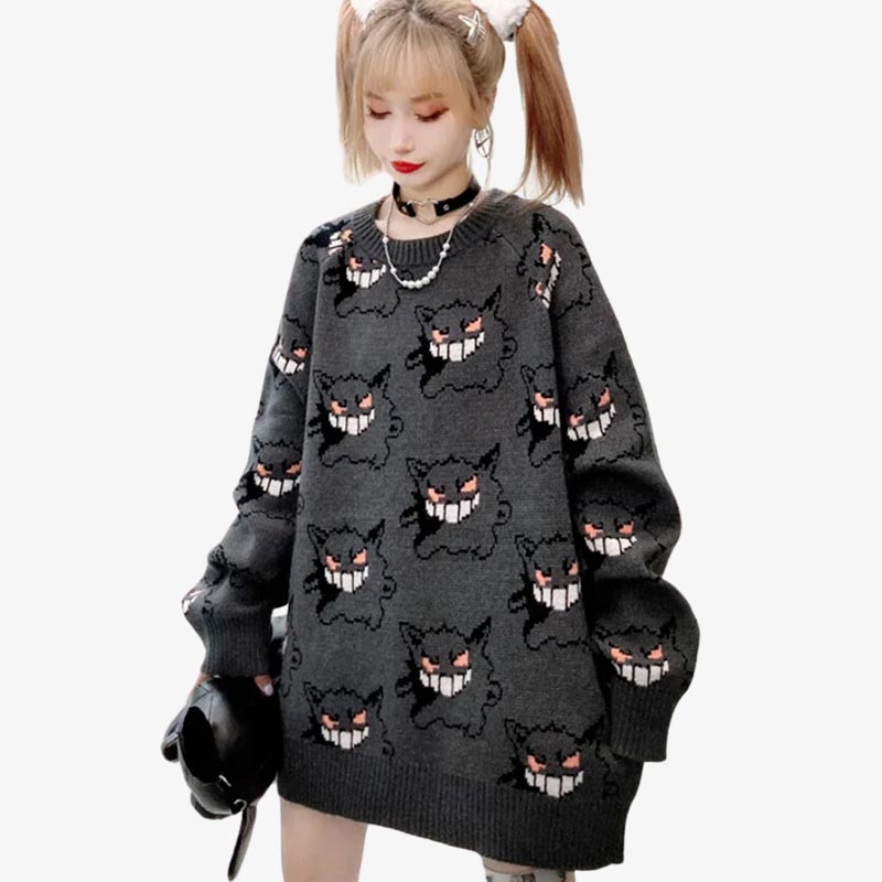 Gengar Hoodie porté au quotidien style kawaii