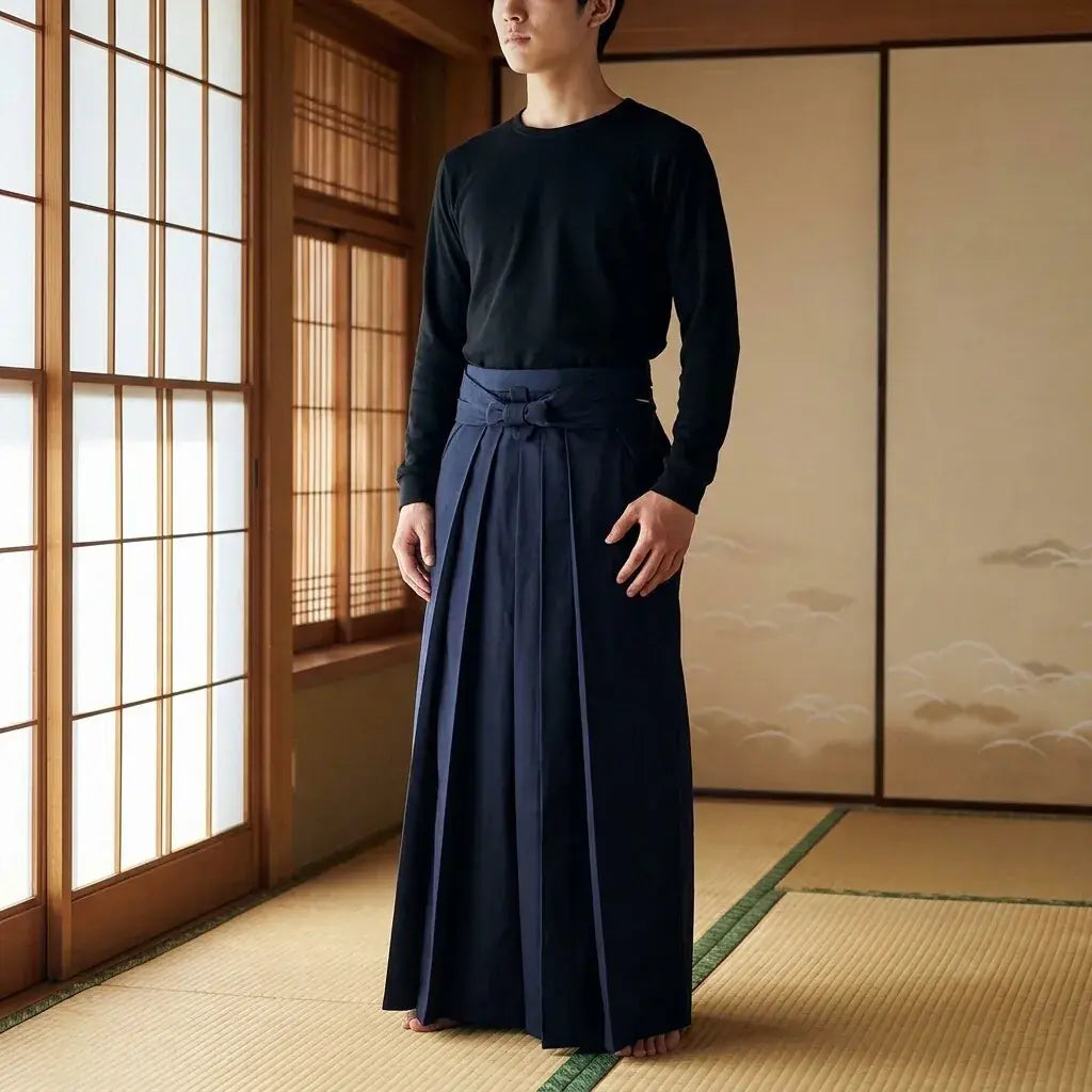 Hakama Aikido à plat, vue de face