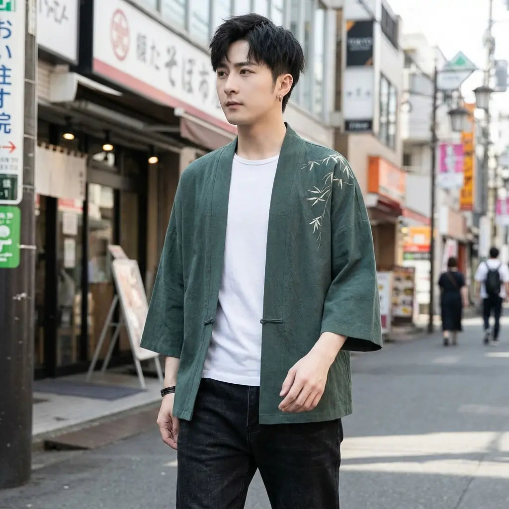 Haori Bambou Vert vue arrière