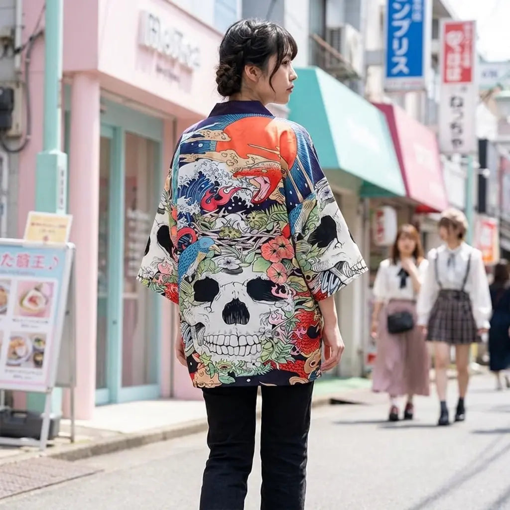 Haori Femme Vague Crâne vue arrière