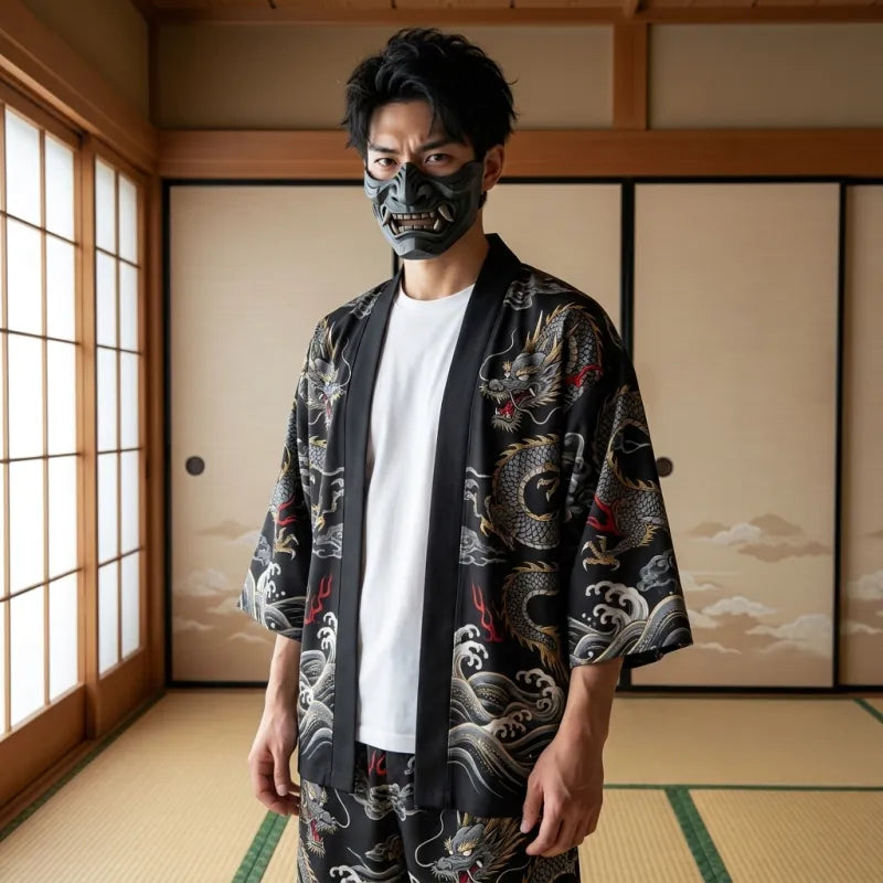 Haori kimono motif dragon japonais