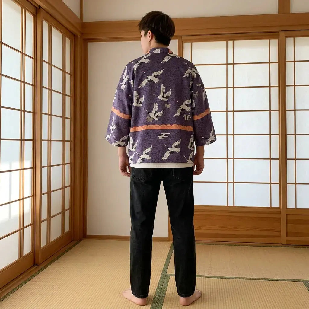 Haori Tokyo vu de dos, motif complet visible