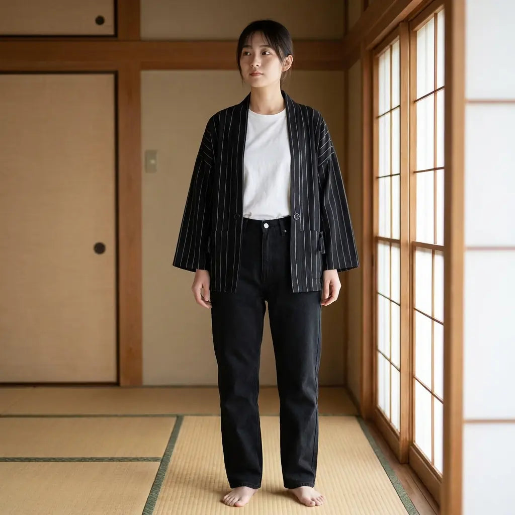 Haori Noir Homme vue de face