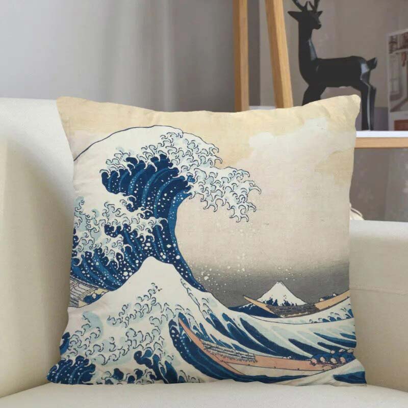 Housse Coussin Vague Japonaise