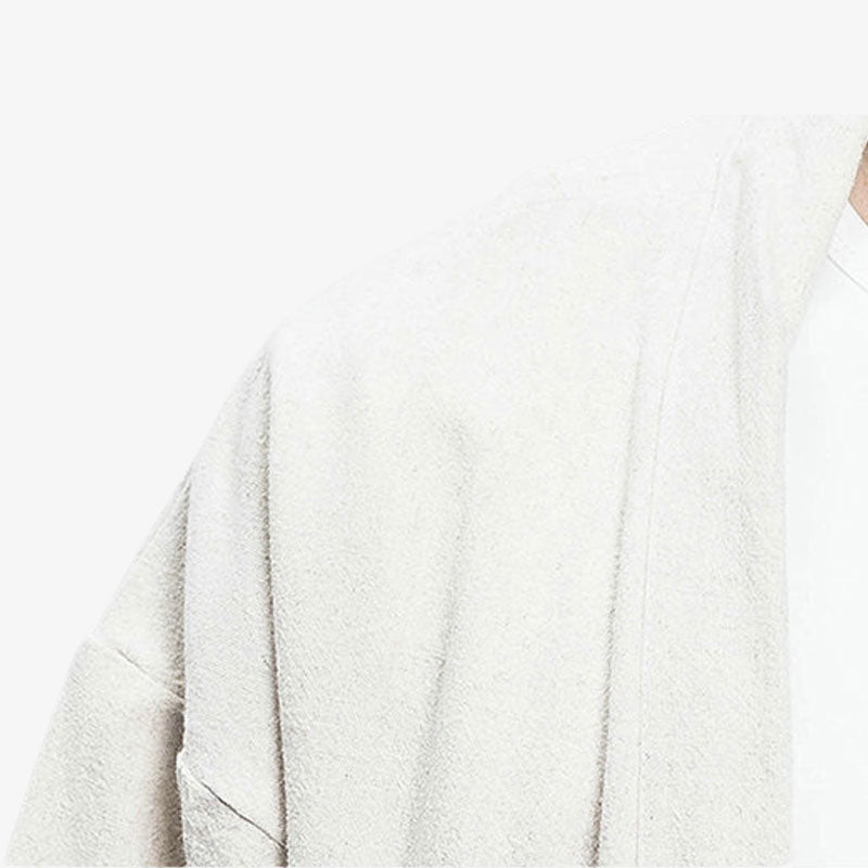Kimono cardigan blanc porté de dos, second angle