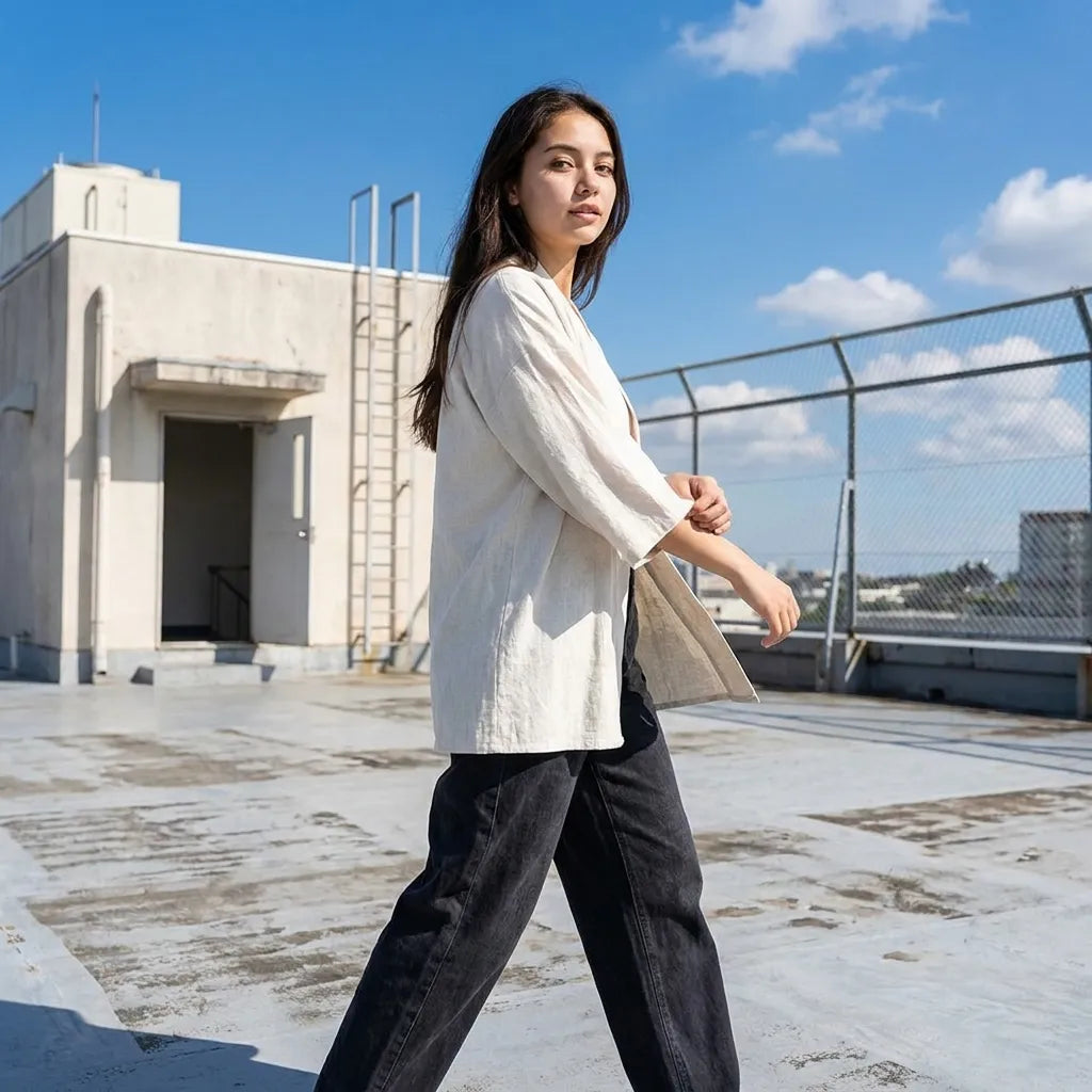 Kimono Cardigan Blanc vue de face