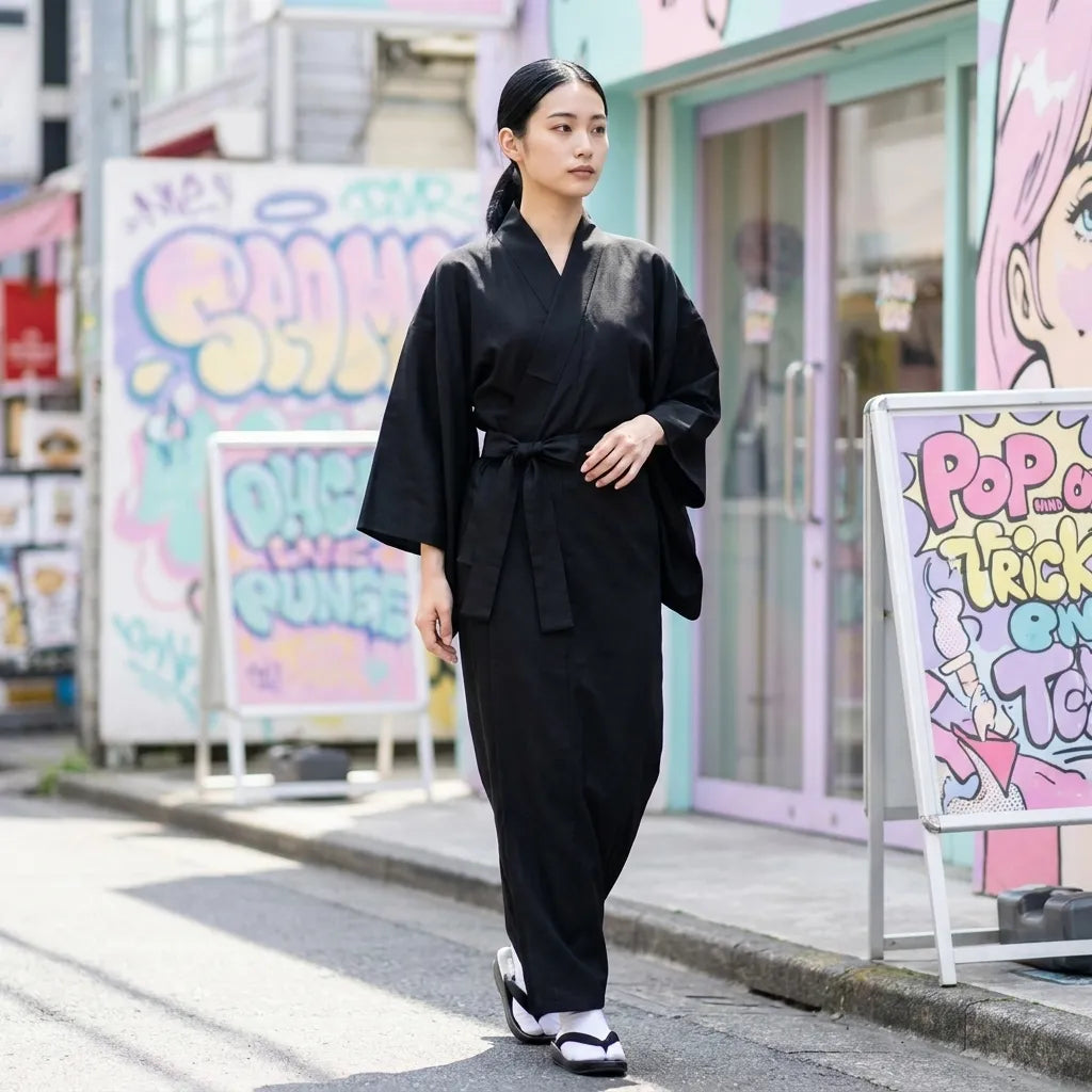 Kimono Femme Noir vue de face