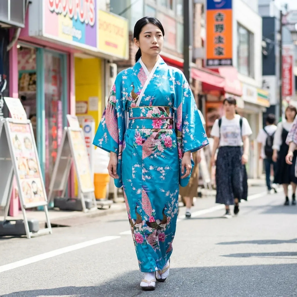 Kimono Femme Turquoise vue de face
