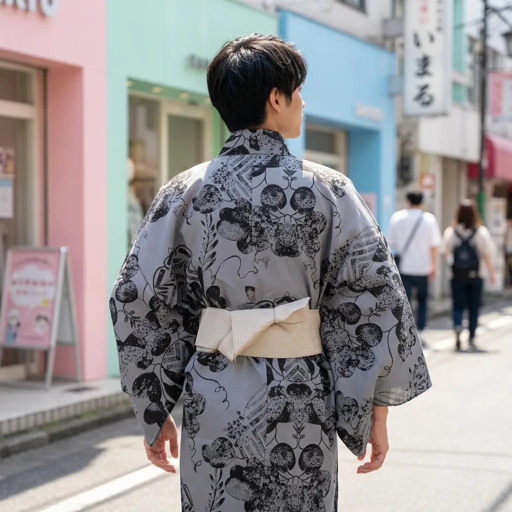 Kimono Gris Homme vue de face