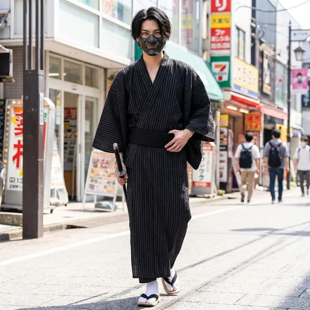 Kimono homme japonais vu de face