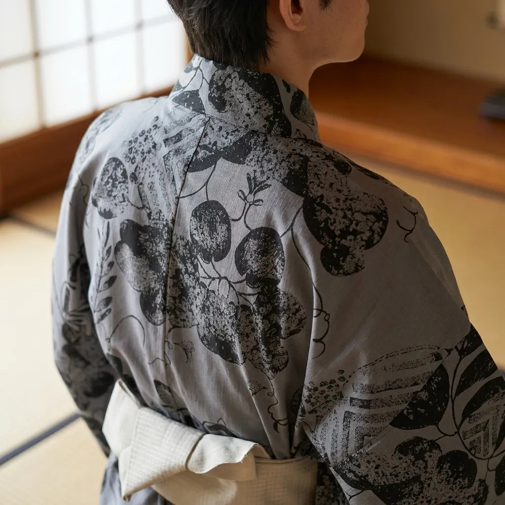 Kimono japonais homme détail du tissu