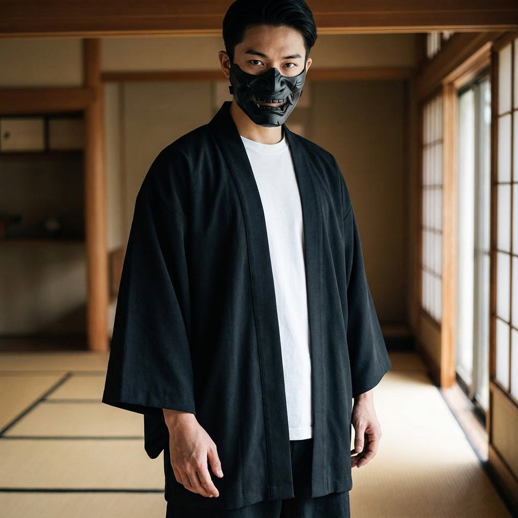 Kimono moderne homme porté avec jean brut