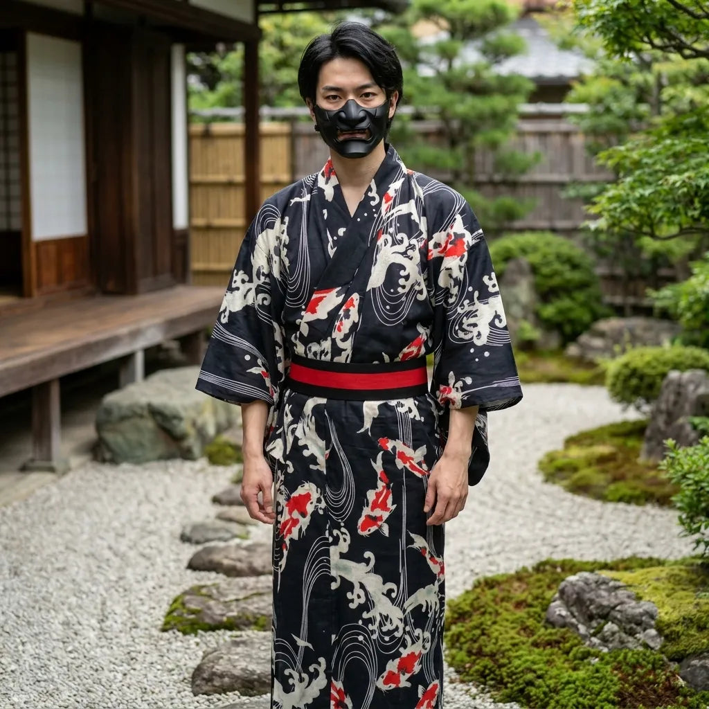 Kimono homme motif carpe koi