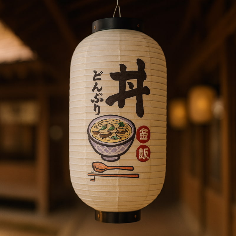 Lanterne japonaise suspendue avec motif de soupe miso en papier washi