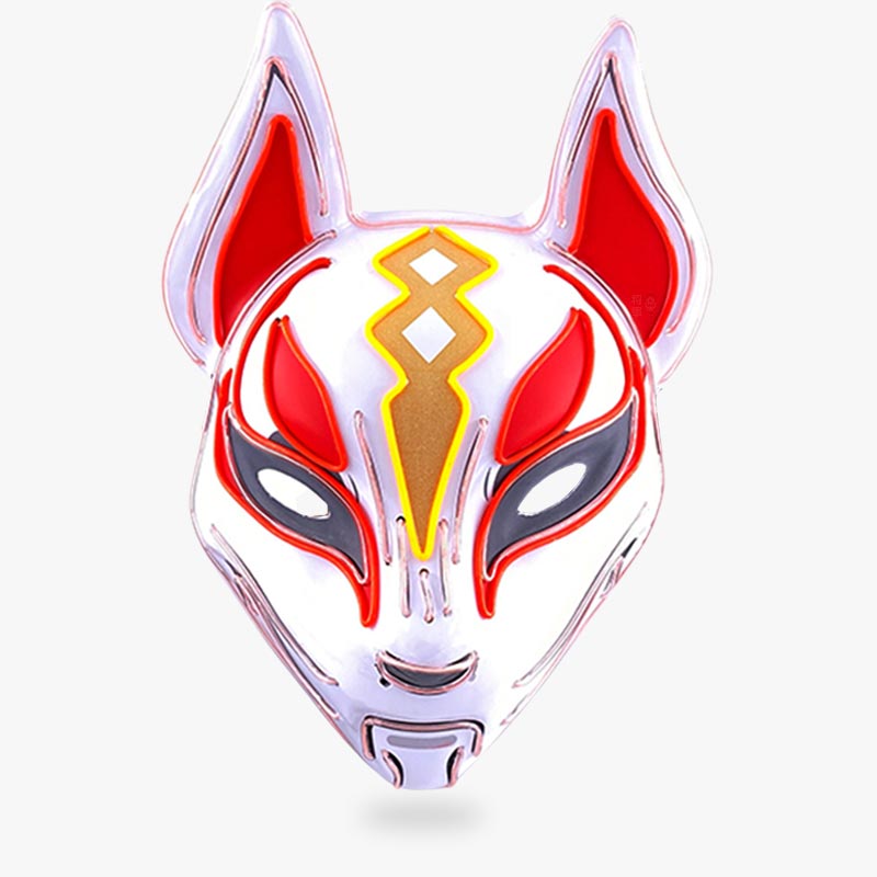 Masque kitsune LED symbolisant le kami renard du shintoïsme