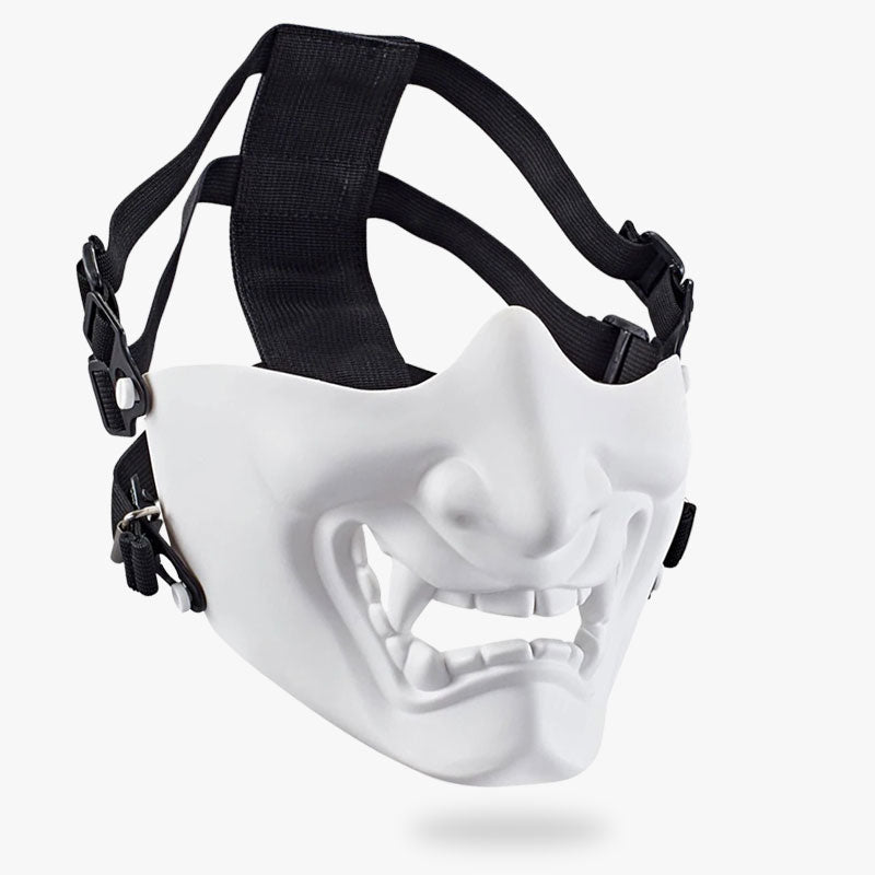 Masque Oni blanc en PU haute qualité pour airsoft et shinobi