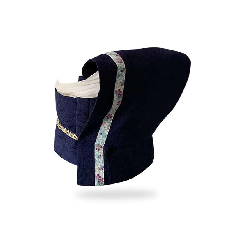 Obi japonais bleu à motif floral, accessoire raffiné pour tenue kimono
