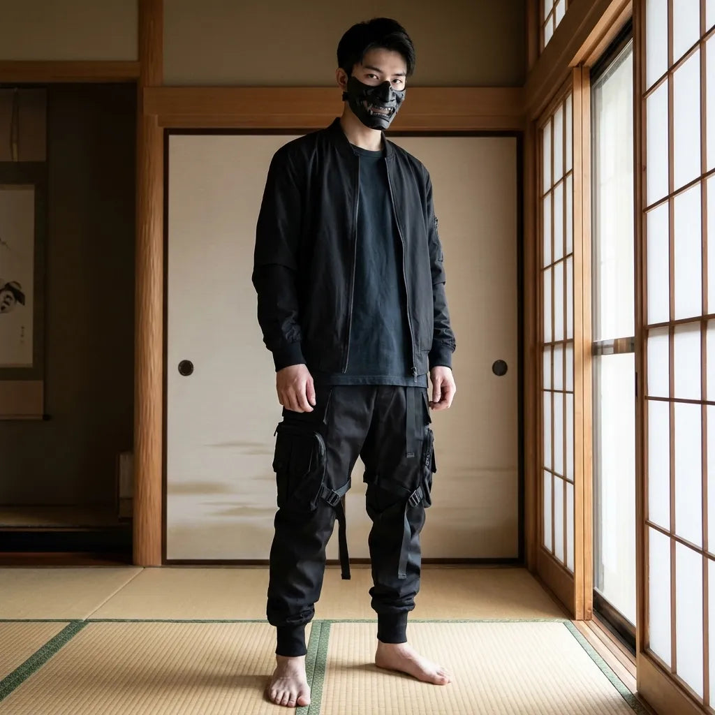 Pantalon cargo Techwear multipoches style japonais