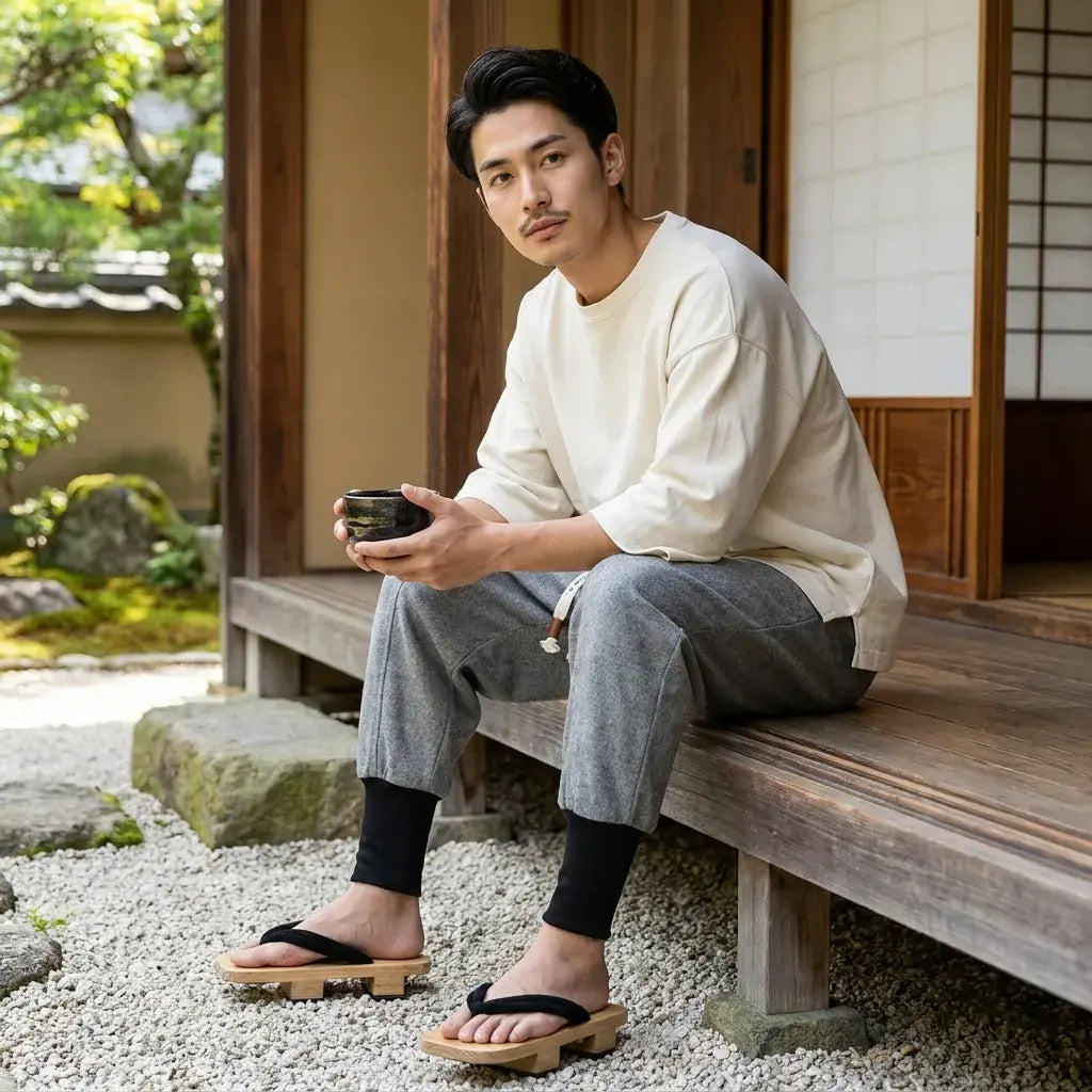 Pantalon Homme Japonais à plat, vue de face