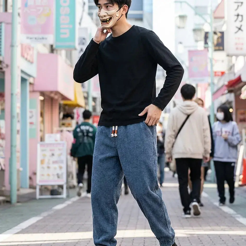 Pantalon japonais homme porté face
