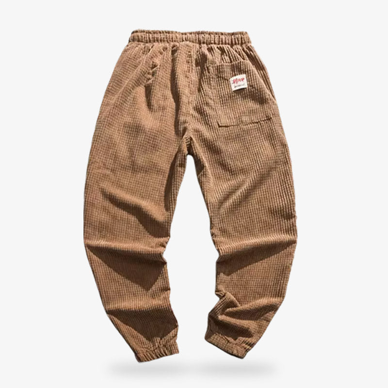 Pantalon japonais rétro en velours côtelé au style vintage, coupe classique et tissu résistant