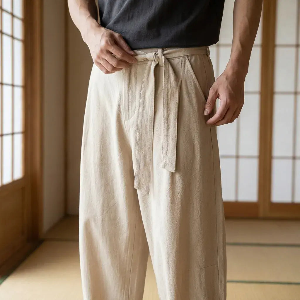 Pantalon Style Japonais à plat, vue de face