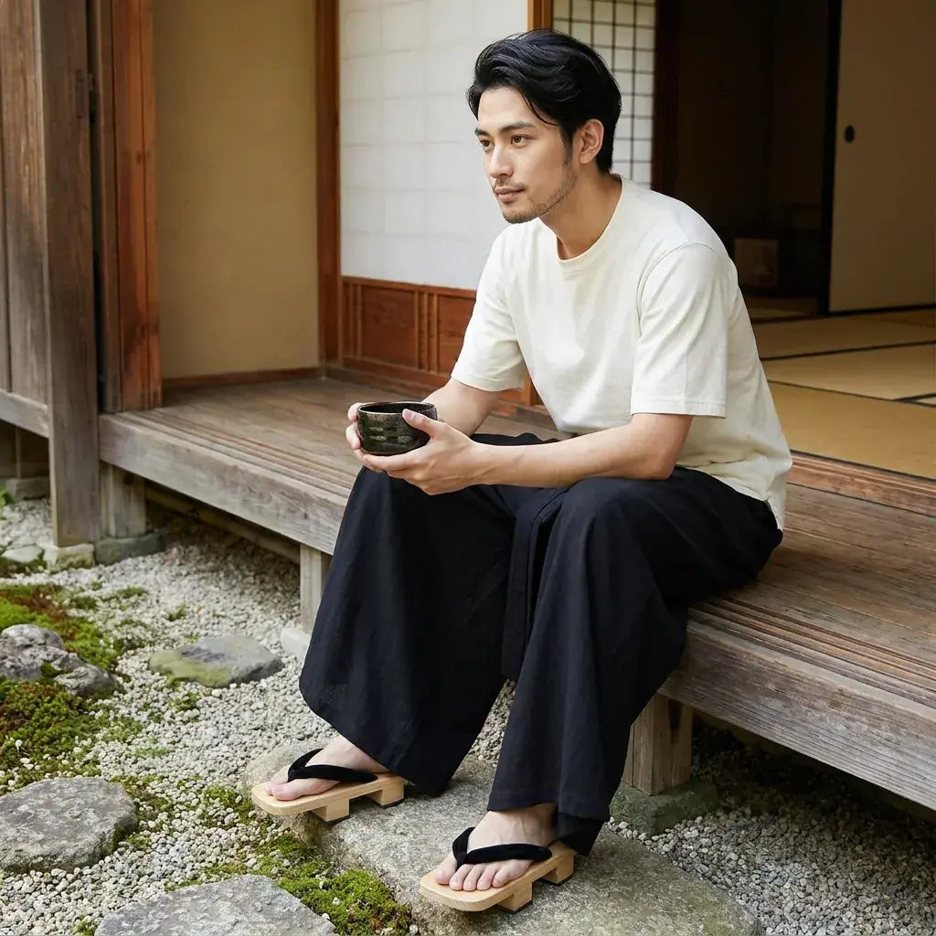 Pantalon Traditionnel Japonais à plat, vue de face