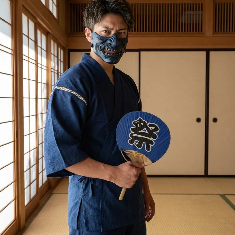 Pyjama homme japonais style jinbei en coton léger
