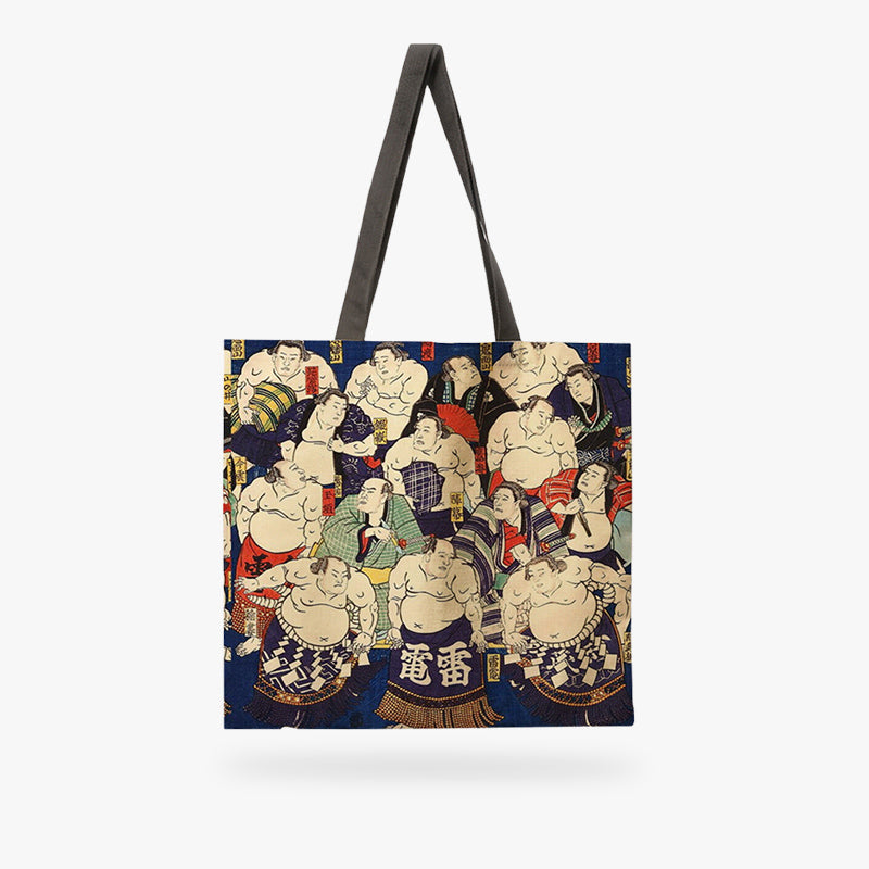 Sac tote sumo au design coloré, inspiré de la tradition du sumo japonais