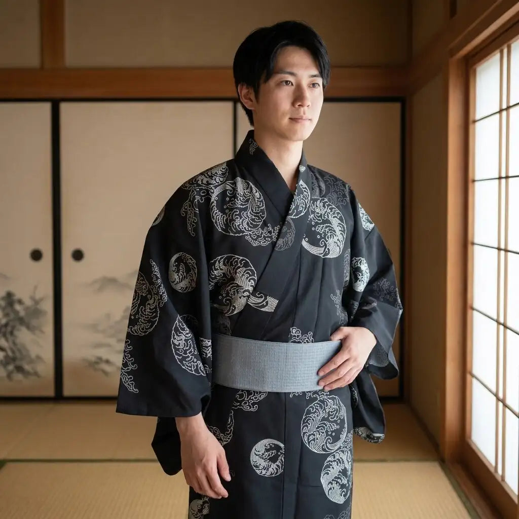 Sandales geta portées avec yukata homme