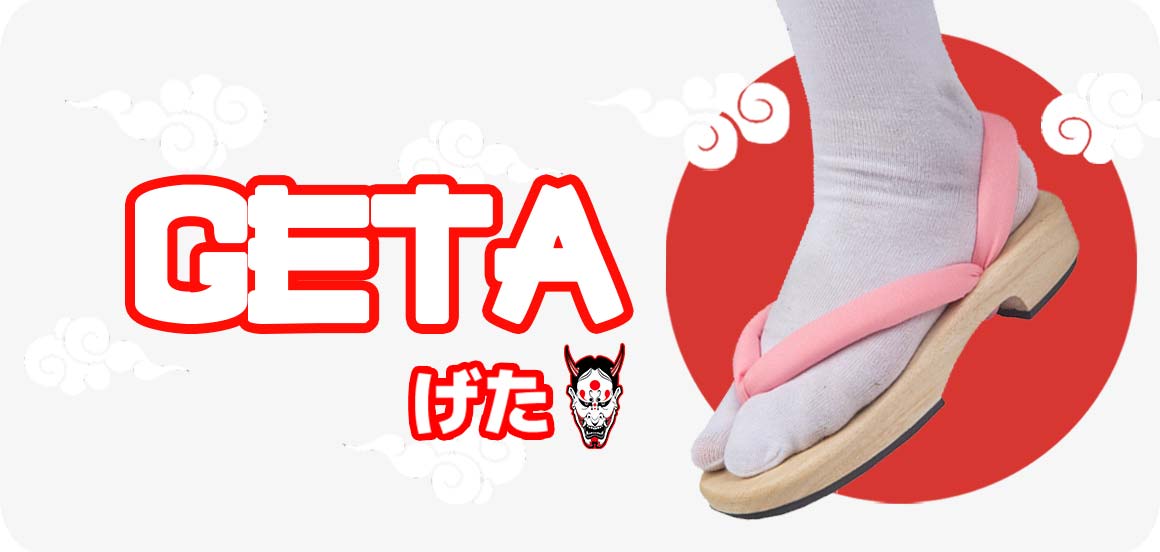 sandales japonaises geta portées avec une paire de chaussettes tabi blanches