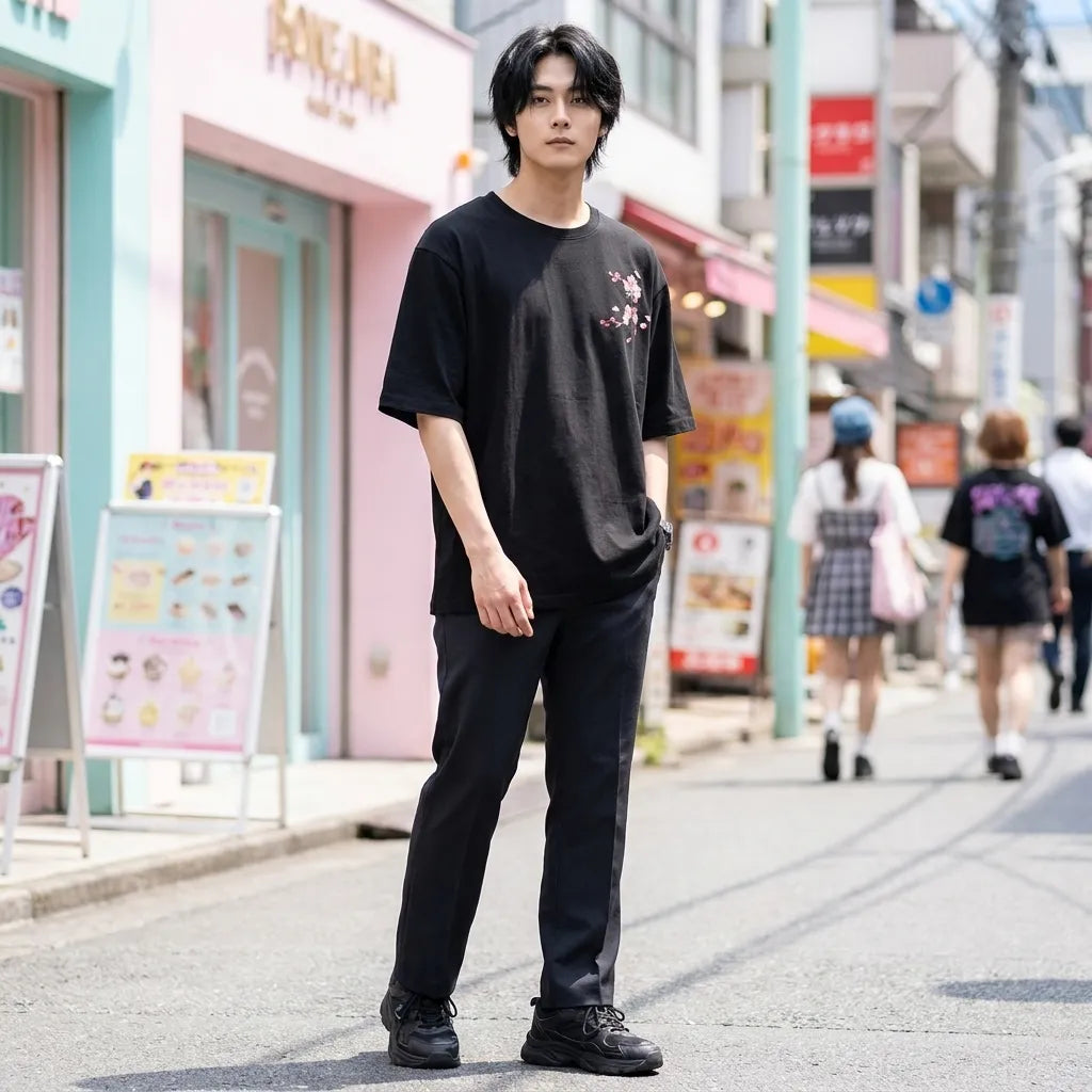 T-shirt streetwear japonais coupe unisexe