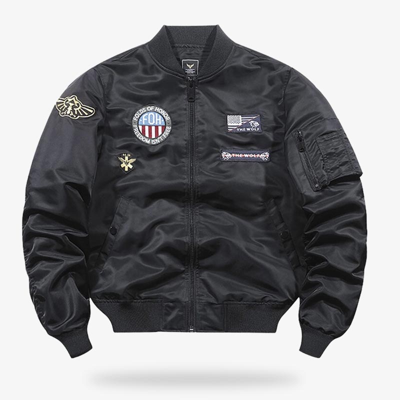 Sukajan tigre noir avec écussons militaires style souvenir japonais