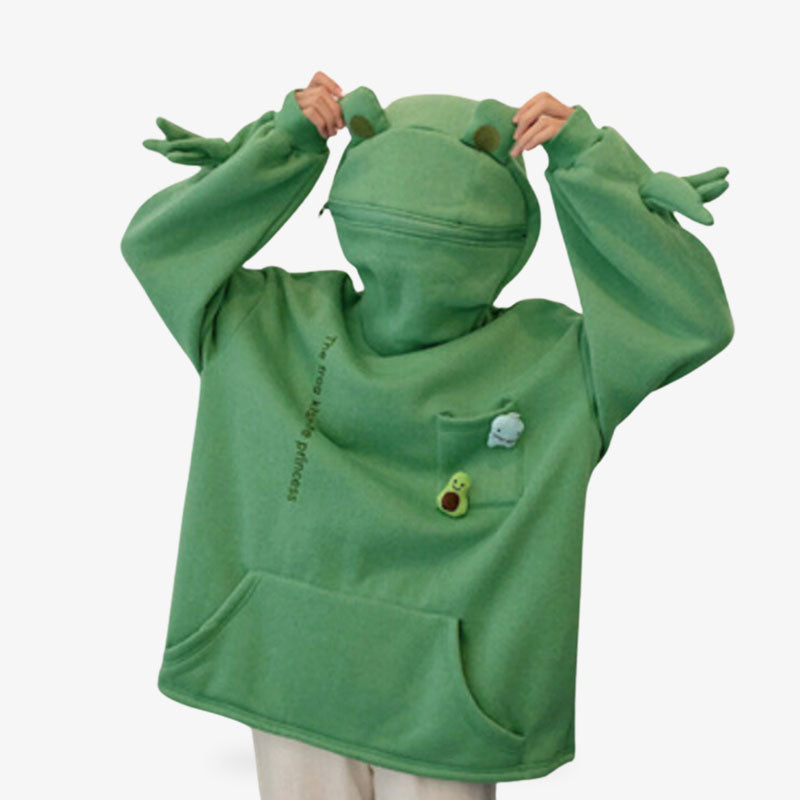 Sweat femme kawaii à zip, inspiré d’une grenouille mignonne, alliant douceur et mode japonaise tendance.