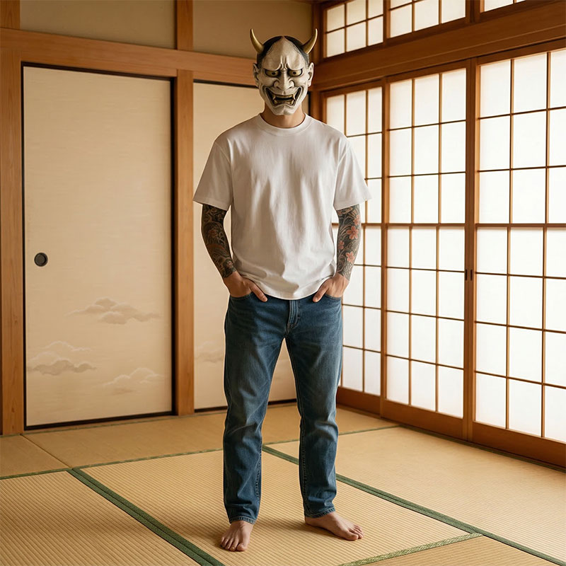 T-shirt blanc de style japonais minimaliste