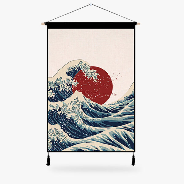 Ce tableau de la grande vague de kanagawa est en forme de kakemono japonais. Objet deco murale parfait pour un passionné du Japon