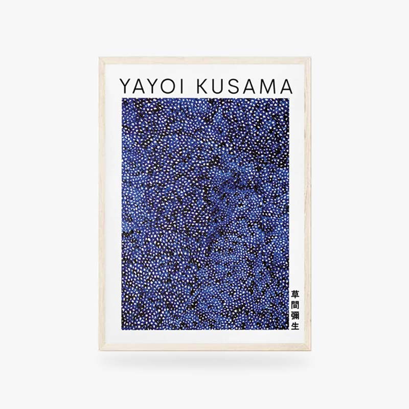 Cette oeuvre est un tableau yayoi kusama. C'est une reproduction de l'oeuvre de l'artiste japonais d'art abstrait