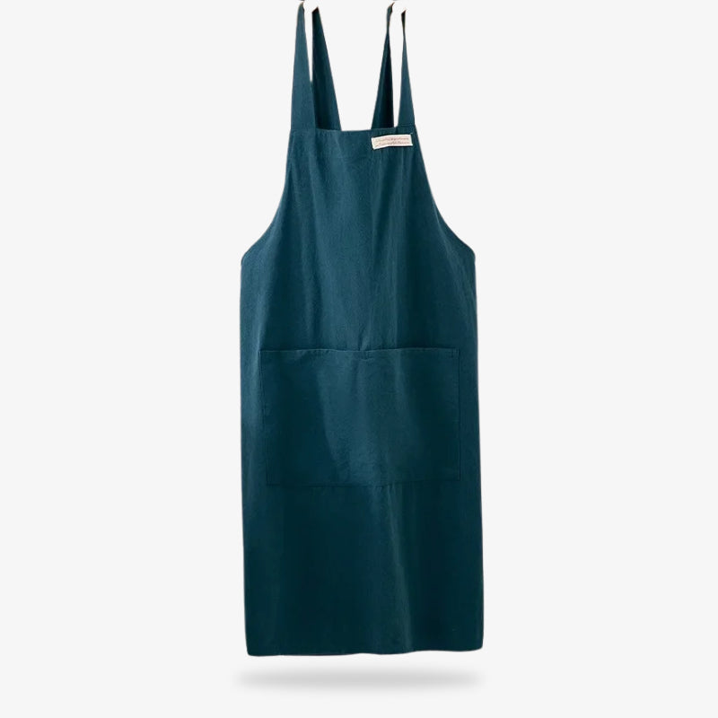 Tablier japonais en lin à bretelles croisées, mélange coton-lin résistant et coupe ergonomique