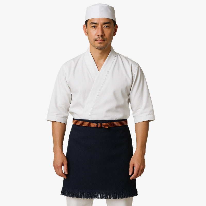 Tablier maekake en coton bleu marine pour cuisine washoku