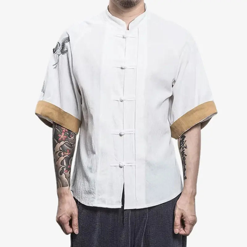 Tee-Shirt Motif Japonais à plat, vue de face