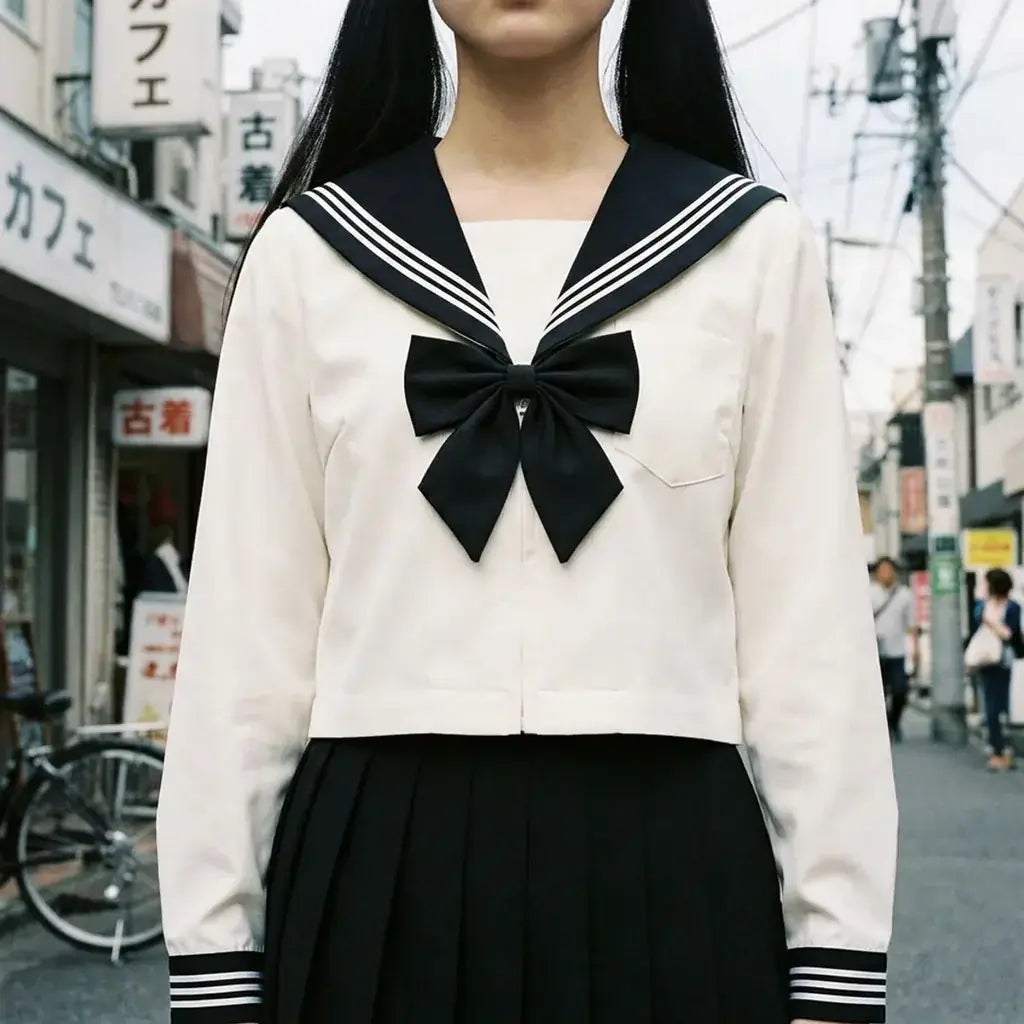 Gros plan sur le tissu et la manche du uniforme ecole japon